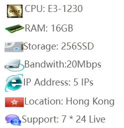 16GB 20Mbps Hong Kong