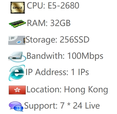 32GB 100Mbps Hong Kong